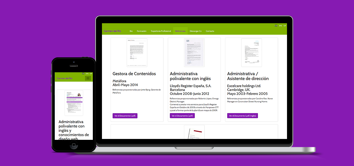 Diseño y desarrollo de cv on-line Carmen del Río